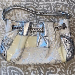 BEBE patchwork pocketbook with fur and sparkles!